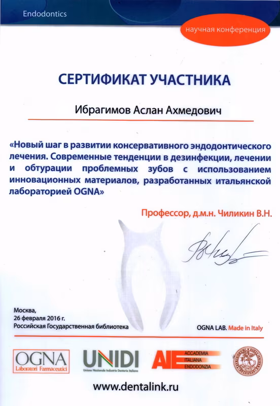 Сертификат повышения квалификации — Ибрагимов А.А.